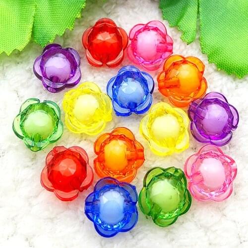 DIY 50pcs Mix 13mm plastic Resin 3d Flower Flatback Rhinestone Wedding Buttons Crafts