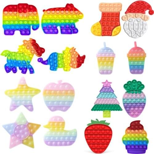 Push Pop Bubble Sensory Toy Autism Needs Squishy Stress Reliever Toys Anti-stress Pop It Fidget Strawberry Pineapple Rainbow Toy