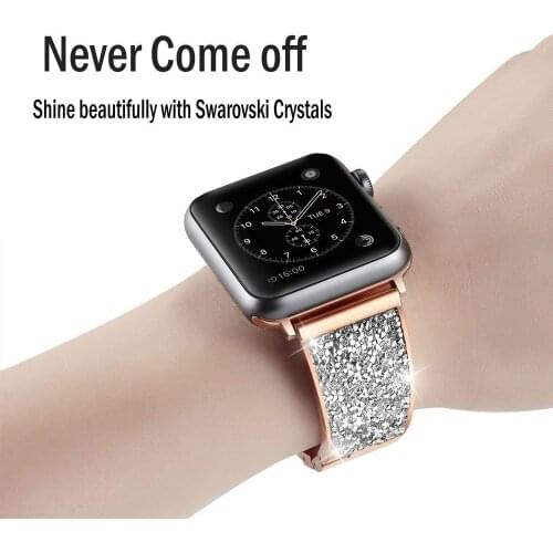 Diamond strap For Apple Watch Jewelry Band 44mm 40mm 38mm 42mm iWatch Series 5 4 3 2 1 Stainless Steel Wrist Bracelet for Women