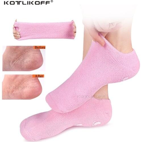 Silicone Moisturizing Spa Gel Heel Socks Reusable Cotton Gel Elastic Socks Pad Exfoliating Foot Skin Rejuvenation Foot Care
