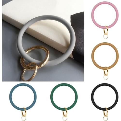 Silicone Bracelet Keyring Keychain For Women Solid 2021 Fashion Silica Gel Wear Circle Wristlet Car Key Holder Jewelry Accessory