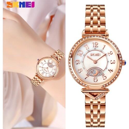 SKMEI Top Brand Luxury Women Quartz Watches New Steel Bracelet Ladies Wristwatch Fashion Diamond Famale Clock Gifts Reloj Mujer