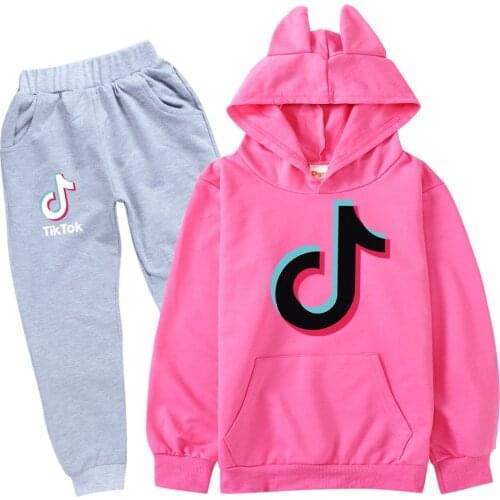 TIK TOK Kids Tracksuit Autumn boys Clothing Sets Cartoon Children Girls Clothes Kids Hooded Pants 2 Pcs Suits