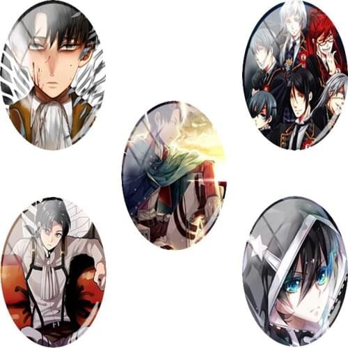 TAFREE 2019 NEW 18x25mm Hot Anime Titan Cosplay Cartoon Oval Glass Cabochon Flatback Dome Jewelry Finding Pendant base TC38