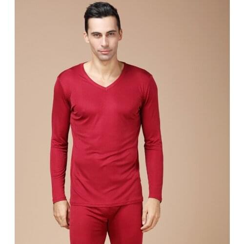Men Top Grade Mens Silk Thick Thermal Underwear Set 100% Silk Double-sided Drawstring Knitted Autumn Pants 9803