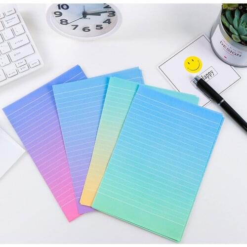 Creative Graduated Color Letter 4 PCS Writing Lined Paper and 2 PCS Envelopes Stationary Set For Kids Boys Girls Office School