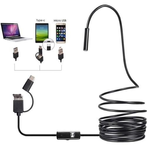 Video Type-c USB Laptop HD Camera 3 In1 Black Inspection Industrial 6 Led Waterproof Flexible Borescope Endoscope