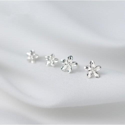 925 Sterling Silver Prevent Allergy Christmas Gift Flower Stud Earrings For Women pendientes mujer moda 2018 A071