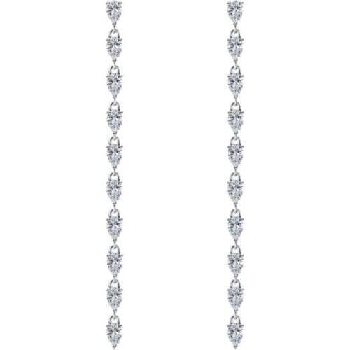 Wholesale Fashion jewelry new Crystal from Austrian 925 Silver Stud Tassels Earrings for Women White/Blue Fire Opal Earrings