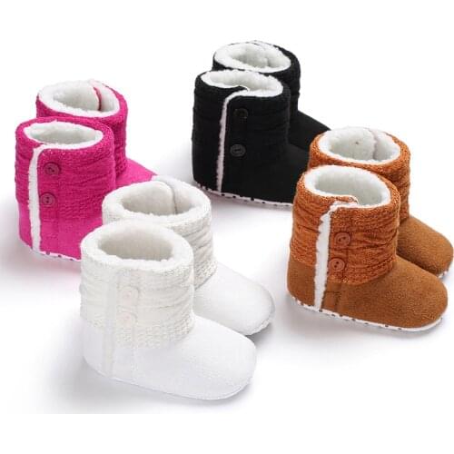 Winter 0-1 years old men and women baby warm plus velvet non-slip soft bottom shoes baby toddler shoes