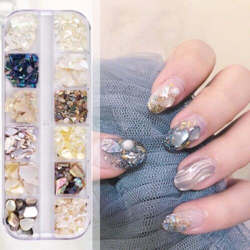 1 Box Mixed Shell Slices Gradient Crushed Stone 3D Nail Art Decorations UV Gel Design Manicure Accessories