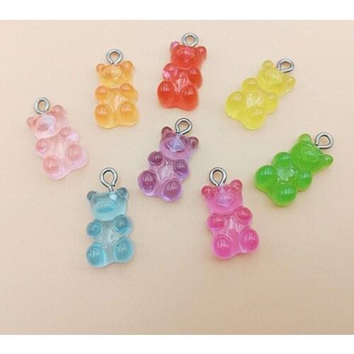 20pcs/pcs Flatback resin gummy bear charms Jewelry necklace pendant for earrings diy Keychain parts