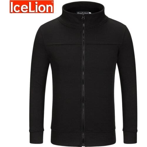 IceLion 2021 Autumn Solid Stand Straight Sweatshirt Men Zipper Cardigan Sweatshirts Slim Fit Sportswear Mens Fashion Tracksuit