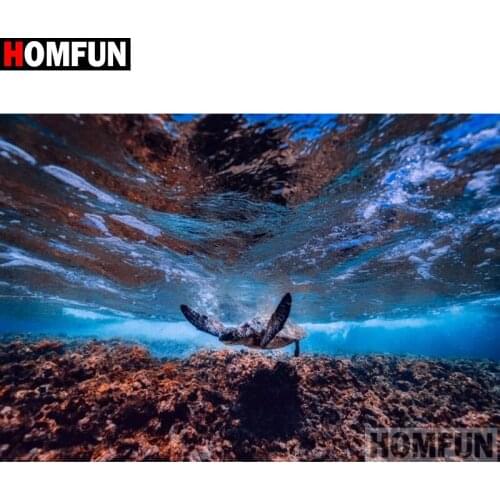 HOMFUN Full Square/Round Drill 5D DIY Diamond Painting "Animal sea turtle" Embroidery Cross Stitch 5D Home Decor Gift A16475