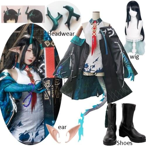 Anime! Arknights Dusk RHODE ISLAND Game Suit Gorgeous Dress Uniform Cosplay Costume Halloween Party Outfit Wig shoes accessories
