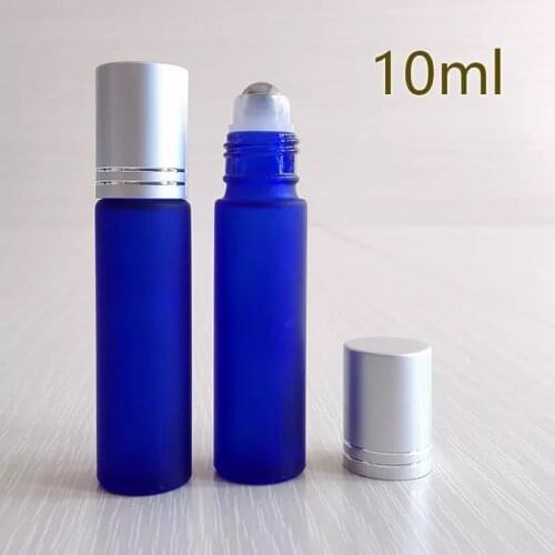 Free shipping 100pcs 10ml Roll on perfume blue bottle, 10ml clear essential oil rollon bottle, small glass roller container