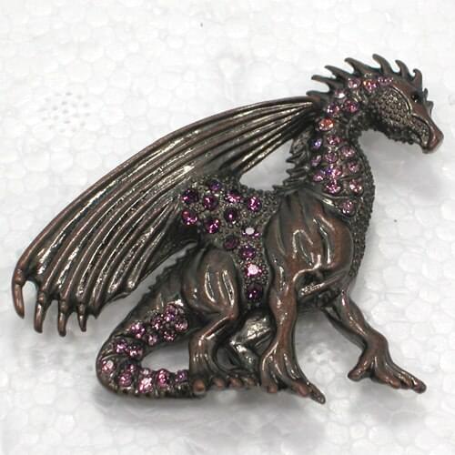 Purple Rhinestone Dragon Pin brooches C464 D3