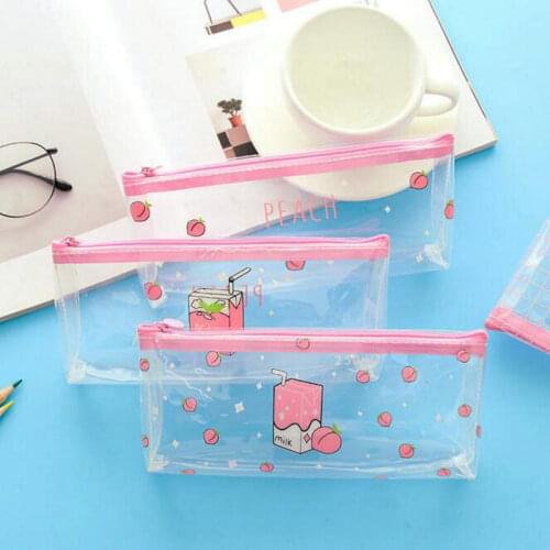 1 Piece Pink Peach Girls Pencil Bag Student Pen Case School Office Stationery Childrens Birthday Gift