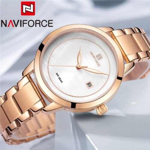 NAVIFORCE Women Watch Top Brand Luxury Rose gold Ladies Wristwatch Stainless Steel Bracelet Classic Fashion Female Clock 5008