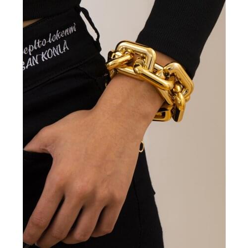 European and American simple jewelry with geometric hollow retro punk CCB thick chain tassel bracelet for female party gifts