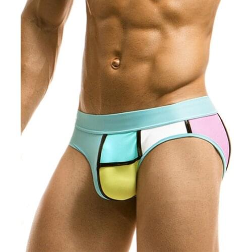 European And American Fashion Color Matching Swimsuit Men Beach Sports Swimming Trunks Swimming Trunks With Push Pad Cup Bikini