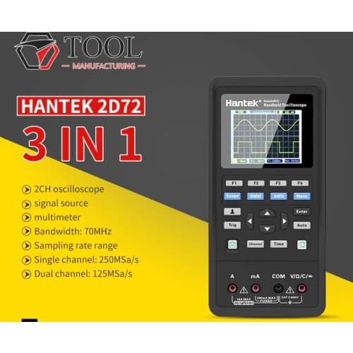 Hantek 2D72 Digital Multimeter Waveform Generator Handheld Oscilloscope Portable 3in1 USB 2 Channel 40mhz 70mhz Best Tester Kit