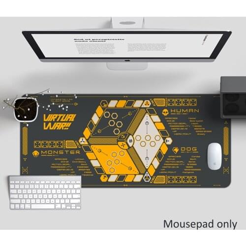Virtual War Design Large Size Gaming Mouse Pad Natural Rubber Anti-slip Yellow Black Grey Home Office Computer Hemming Table Mat