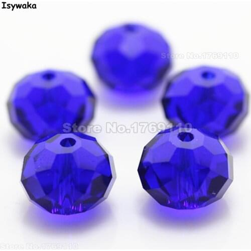 Isywaka Deep Blue Color 10*12mm 70pcs Rondelle Austria faceted Crystal Glass Beads Loose Spacer Round Beads for Jewelry Making