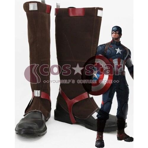 Captain cosplay America Steve Rogers Adult Men Army Boots Cosplay Shoes Movie Halloween Carnival Custom made