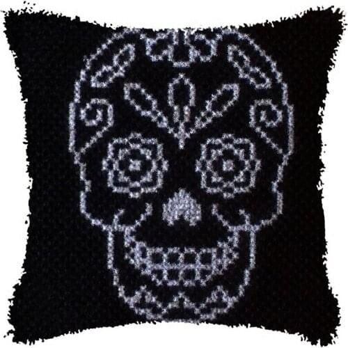 Latch Hook kits Pillow Skull Diy Handmade Printed Canvas Cushion Latch Hook Kits DIY Unfinished accessories