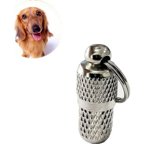 Dog Cat Storage Brass Tube Anti Lost Address Label Pet Name Address ID Tags Mini Metal Collar Tube Necklace Pendants Ornaments