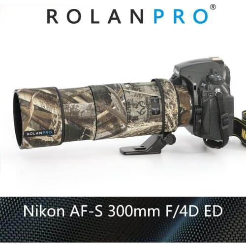 ROLANPRO Lens Camouflage Coat Rain Cover for Nikon AF-S 300mm F/4D ED Lens Protective Case Nylon Waterproof Lens Coat For Nikon