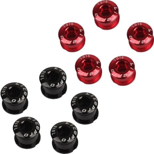 Litepro 10Pcs Single Crankset Screw Bicycle Chain Ring Wheel Bolt Bicycle Disc Screws For Crankset Black & Red