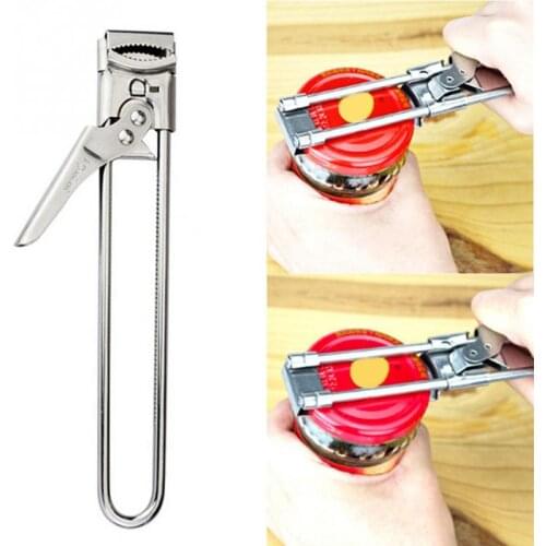 1PC Multifunctional Beer Bottle Opener Adjustable Can Opener Stainless Steel Manual Jar Lid Opener Gripper Home Kitchen Supplies