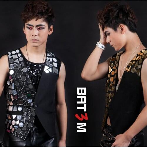 Fashion Male Nightbar singer DJ Personality Ds Dance Vest Costume