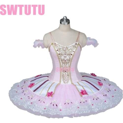 New Arrival! pink professional ballet tutu classical ballet tutu for girls pancake tutu with flowers ballerina tutusBT9086