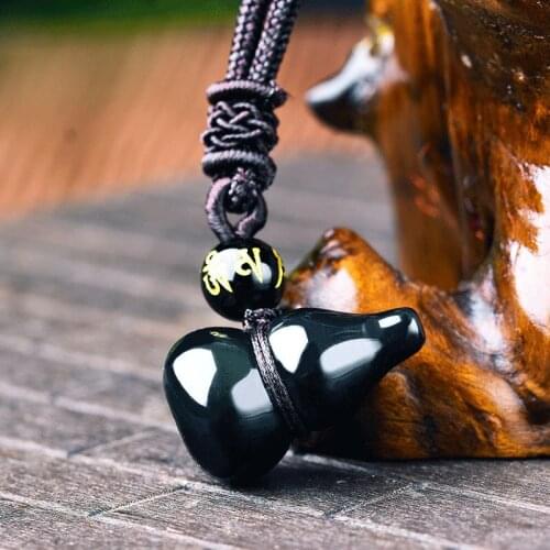Natural Rainbow Eye Obsidian Gourd Type Pendant Necklaces Manual Rope Women Men Necklace Fashion Jewelry For Gift Dropship