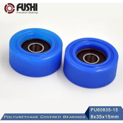 PU 608 Polyurethane Covered Bearing 8*35*15 mm ( 2 Pcs ) Shaft 8mm PU60835-15 Urethane Cover PU608 Bearings