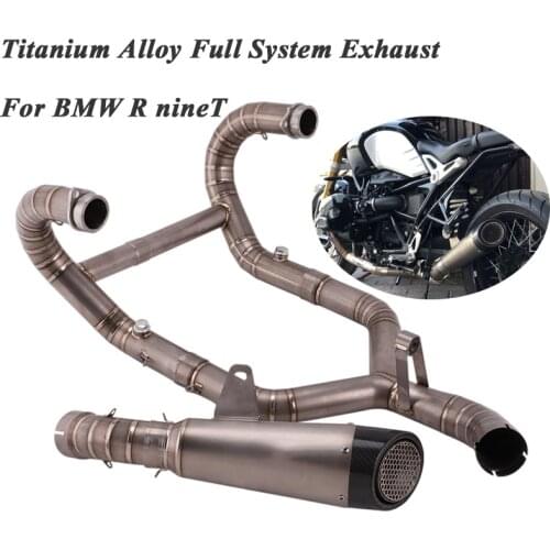 Full System Motorcycle Exhasut For BMW R nineT Modified Titanium Alloy Front Middle Tube Link Pipe Carbon Fiber Muffler Slip On
