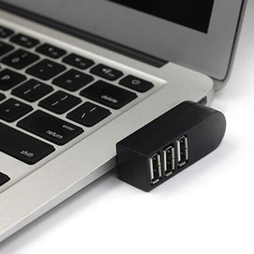 Portable 3 Ports USB 2.0 Hub Mini 270 Rotatable Splitter Laptop PC Adapter B88