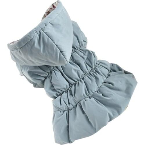 Pet Dogs Down Coat Dog Winter Fleece Hoodies Warm Floral Bubble Princess Pets Cotton Button Jacket Pink Small Dog Fine Parkas