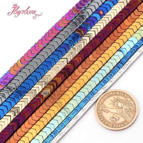 1x3,3x6,2x6,3x8mm V Shape Colorful Hematite Beads Loose Spacer Natural Stone Beads For DIY Necklace Bracelet Jewelry Making 15"