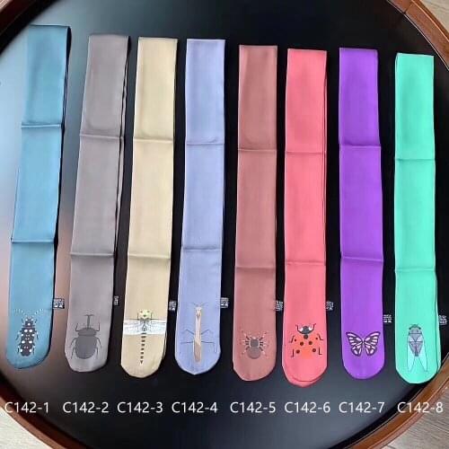 8 Colors Animal Print Ribbon Handle Bag Skinny Silk Scarf Luxury Brand Foulard Women Tie Fashion Head TieScarves