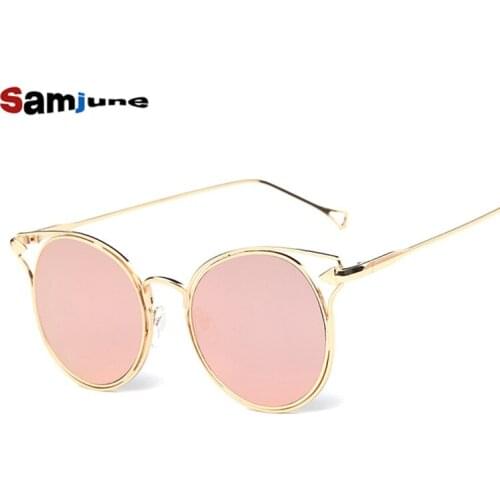Samjune Cat eye Sunglasses Women Hollow Metal Vintage Steampunk Coating Lens Brand Designer Decorative Arrow Sun Glasses UV400