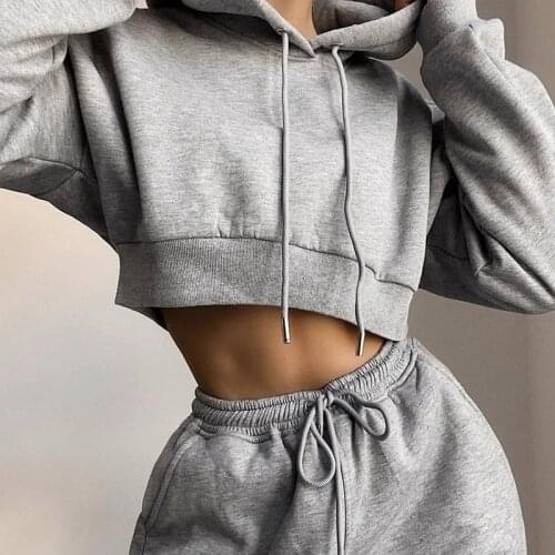 Autumn Fleece Womens Tracksuit Sets 2 Pieces Set Hooded Long Sleeve Female Hoodies Suit 2021 Winter Drawstring Lady Pants Suits