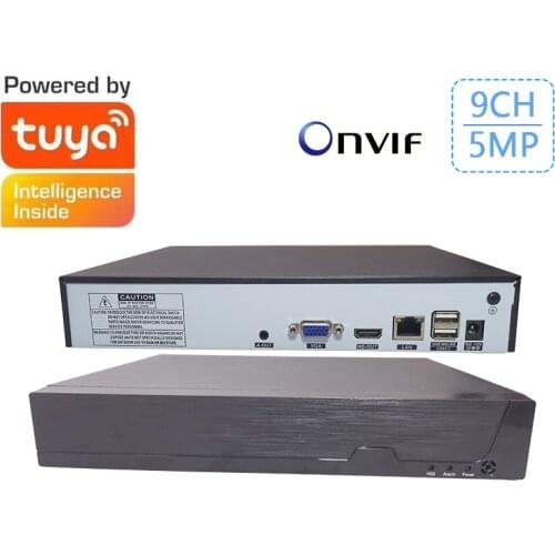 Tuya Smart Onvif 9CH 5MP 4MP 3MP 2MP H.265 Video Surveillance NVR Recorder Motion Detect Recorder for IP Camera Metal Case