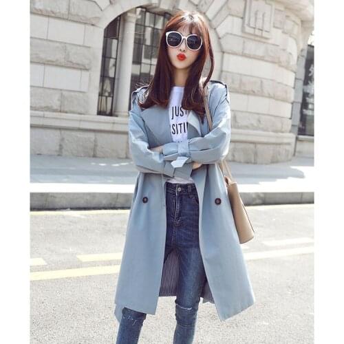 Windbreaker female long section 2019 spring Korean version of the wild loose thin popular female coat A450