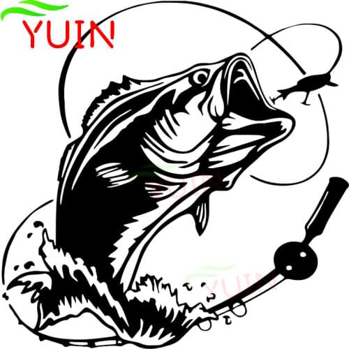 Bass Fish Ocean Fishing Car Decals Fashion Car Window Decoration PVC Waterproof Sunscreen Stickers Can Be Customized Color