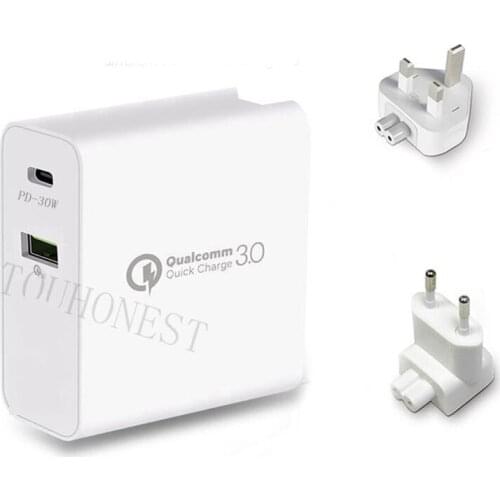 30W Type-C PD Charger Adapter For iPhone XS Max XR Samsung S10 Xiaomi Huawei Charger Quick Charge 3.0 QC 18W USB Phone Charger