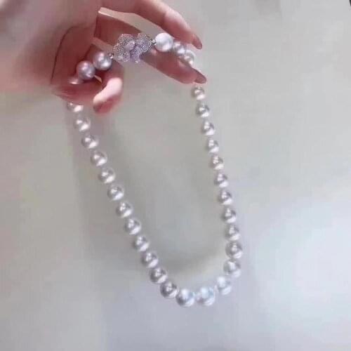 D1207 Pearl Necklace Fine Jewelry Almost Round 11-12mm Nature Fresh Water White Pearls Necklaces for Women Fine Presents